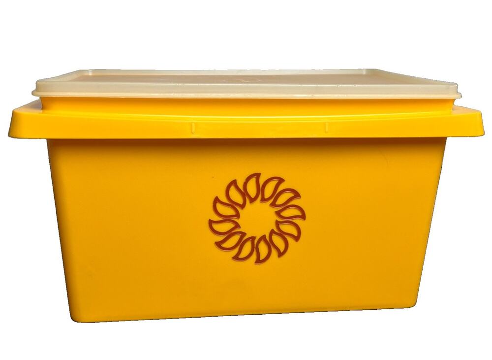 Tupperware Yellow Gold Sunshine Container With Lid *AS IS* Large Retro Storage